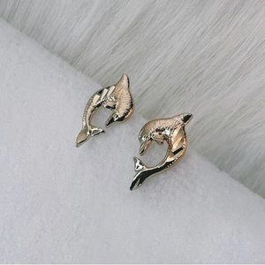 14k solid Gold dolphin earrings